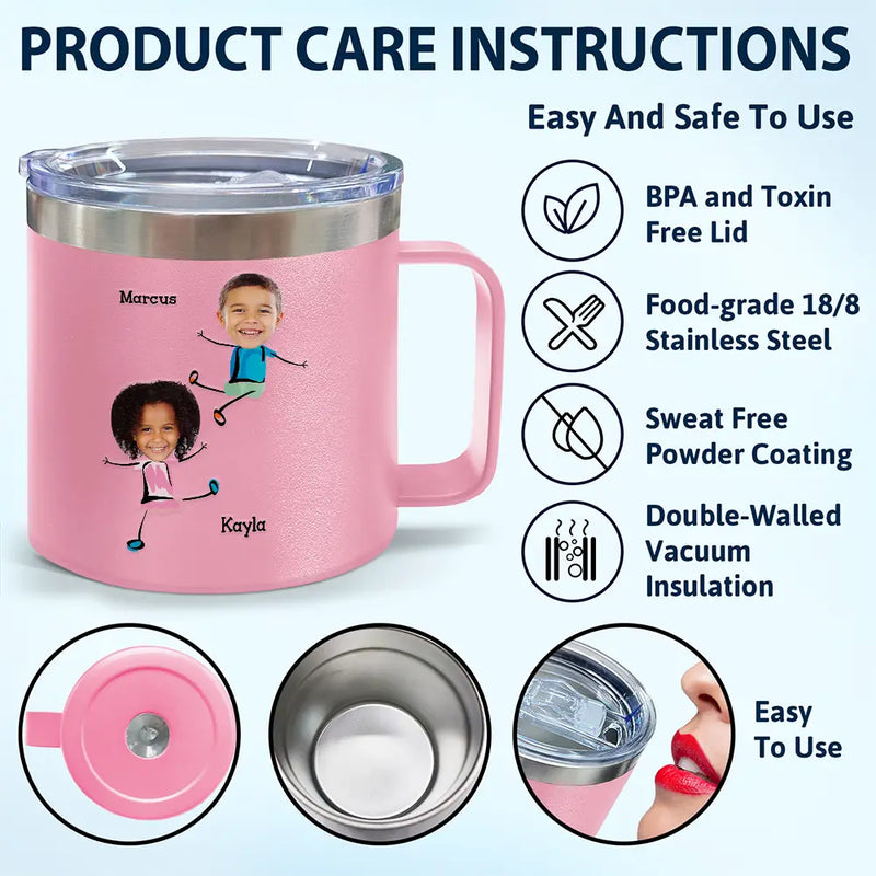 Custom Photo To Dad From The Reasons You Drink Funny - Personalized 14oz Stainless Steel Tumbler With Handle