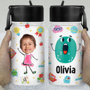Custom Photo Letter School Kid - Personalized Kids Water Bottle