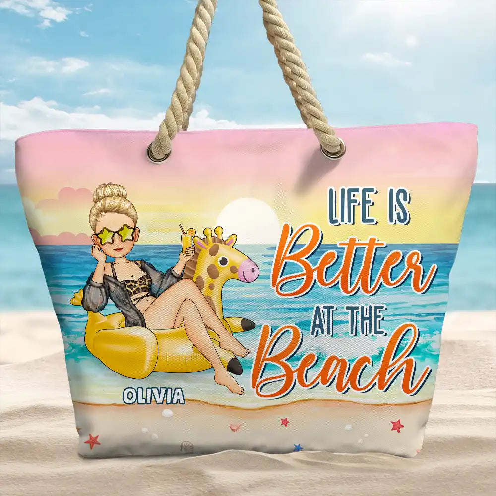 Sun Sand And A Drink In My Hand - Personalized Beach Bag