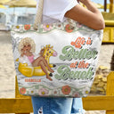 Flamingo Float Just A Girl Who Loves Beach - Personalized Beach Bag