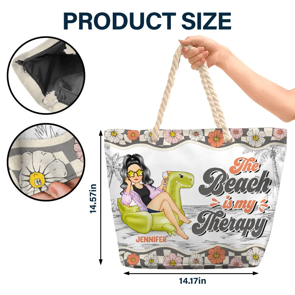 Flamingo Float Just A Girl Who Loves Beach - Personalized Beach Bag