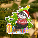 Funny Cats Scratching Christmas Tree - Personalized Custom Shaped Wooden Ornament