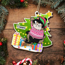 Funny Cats Scratching Christmas Tree - Personalized Custom Shaped Wooden Ornament