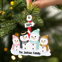 Snowman Family - Personalized Wooden Cutout Ornament
