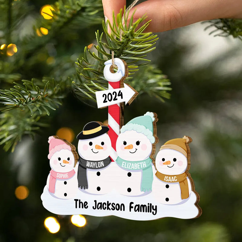 Snowman Family - Personalized Wooden Cutout Ornament