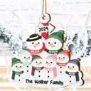 Snowman Family - Personalized Wooden Cutout Ornament