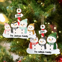 Snowman Family - Personalized Wooden Cutout Ornament