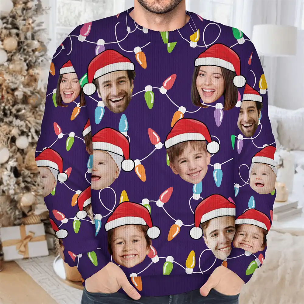 Custom Photo Funny Family Face - Personalized Unisex Ugly Sweater
