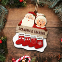 Santa Claus Mrs Claus Grandkids - Personalized 2-Layered Wooden Ornament