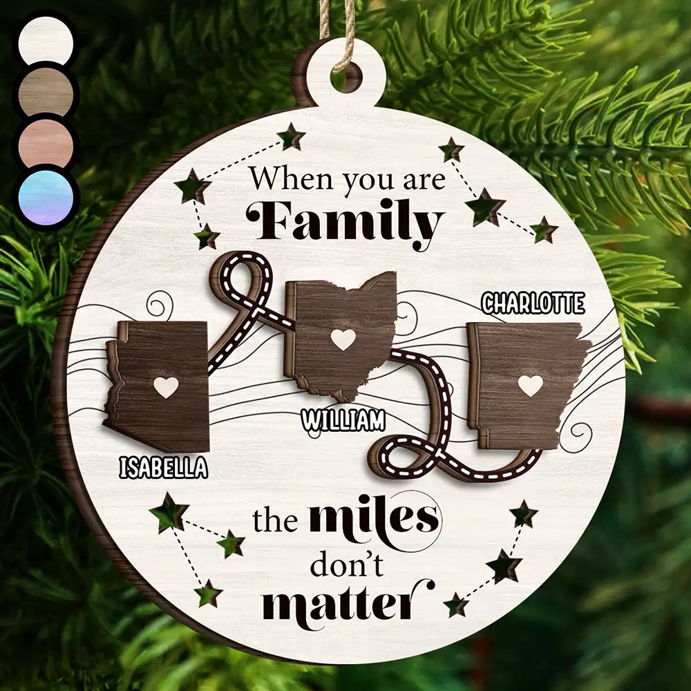 Family Friends Siblings Sisters Besties Long Distance - Personalized 2-Layered Wooden Ornament