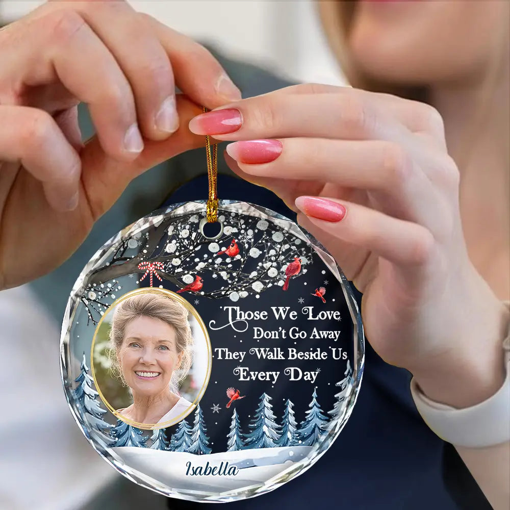 Memorial - Custom Photo Forever In My Heart Cardinal - Personalized Circle Glass Ornament