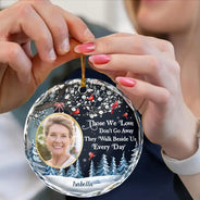 Memorial - Custom Photo Forever In My Heart Cardinal - Personalized Circle Glass Ornament
