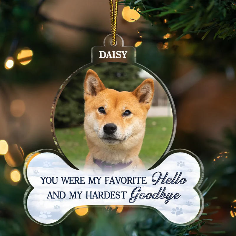 Christmas,Dog Lovers,Sad,Memorial,Custom Photo - Custom Photo Forever In Our Hearts - Personalized Custom Shaped Acrylic Ornament