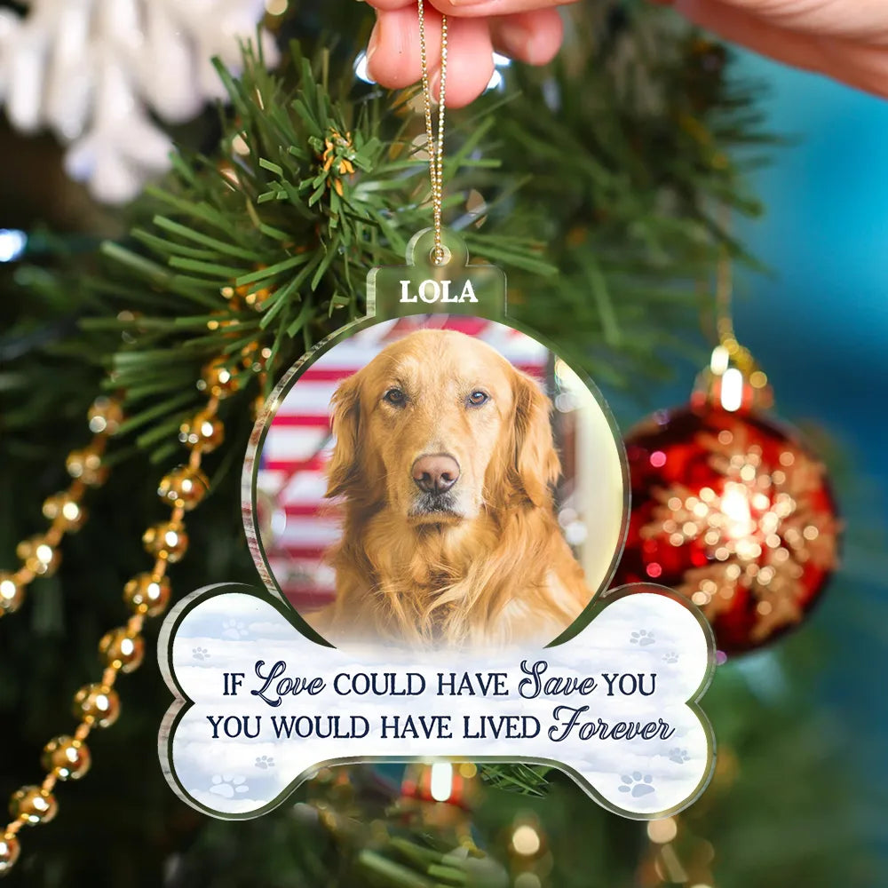 Christmas,Dog Lovers,Sad,Memorial,Custom Photo - Custom Photo Forever In Our Hearts - Personalized Custom Shaped Acrylic Ornament