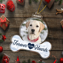Christmas,Dog Lovers,Sad,Memorial,Custom Photo - Custom Photo Forever In Our Hearts - Personalized Custom Shaped Acrylic Ornament