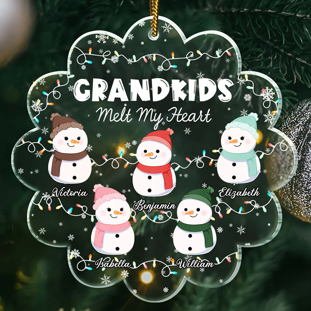 Grandkids Melt My Heart - Personalized Custom Shaped Acrylic Ornament