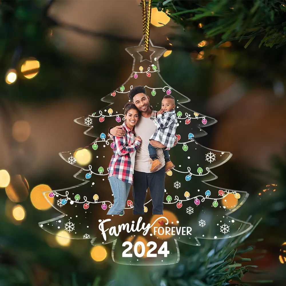 Family, Gift For Bestie, Gift For Sisters, Gift For Brothers, Gift For Sibling - Custom Photo Family Friends Christmas Tree - Personalized Custom Shaped Acrylic Ornament