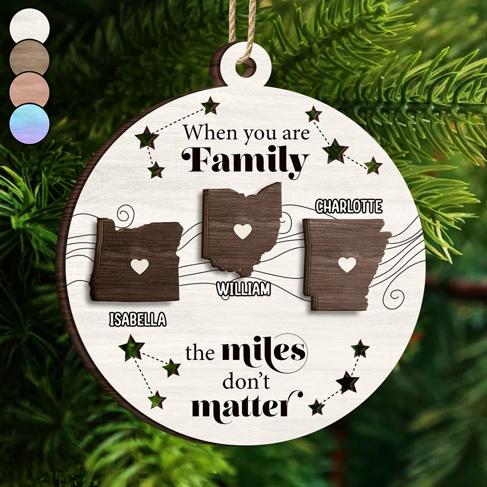 Family Friends Siblings Sisters Besties Long Distance Relationship - Personalized 2-Layered Wooden Ornament