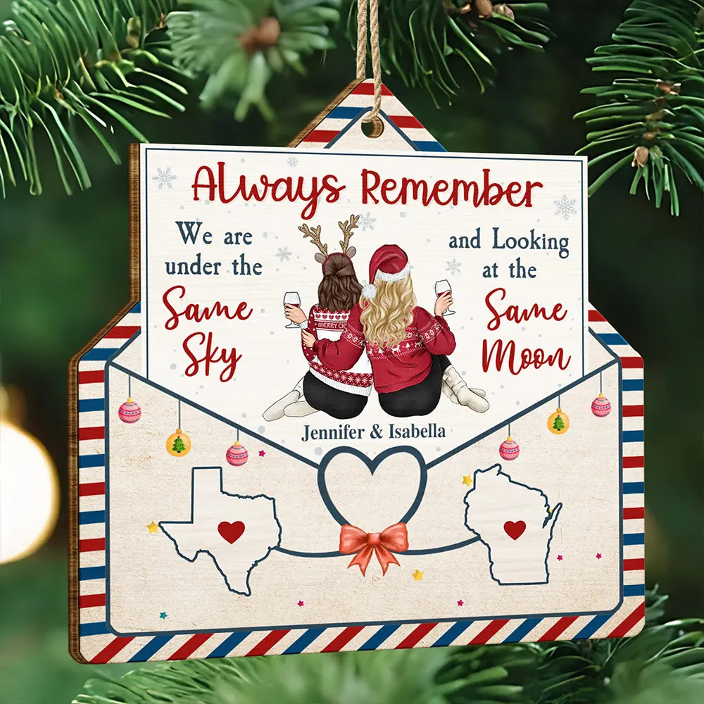 Always Remember We Are Under The Same Sky - Personalized Custom Shaped Wooden Ornament