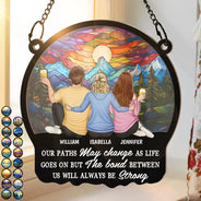Gift For Bestie,Gift For Sisters,Gift For Brothers,Happy - The Bond Between Us Will Always Be Strong - Personalized Window Hanging Suncatcher Ornament