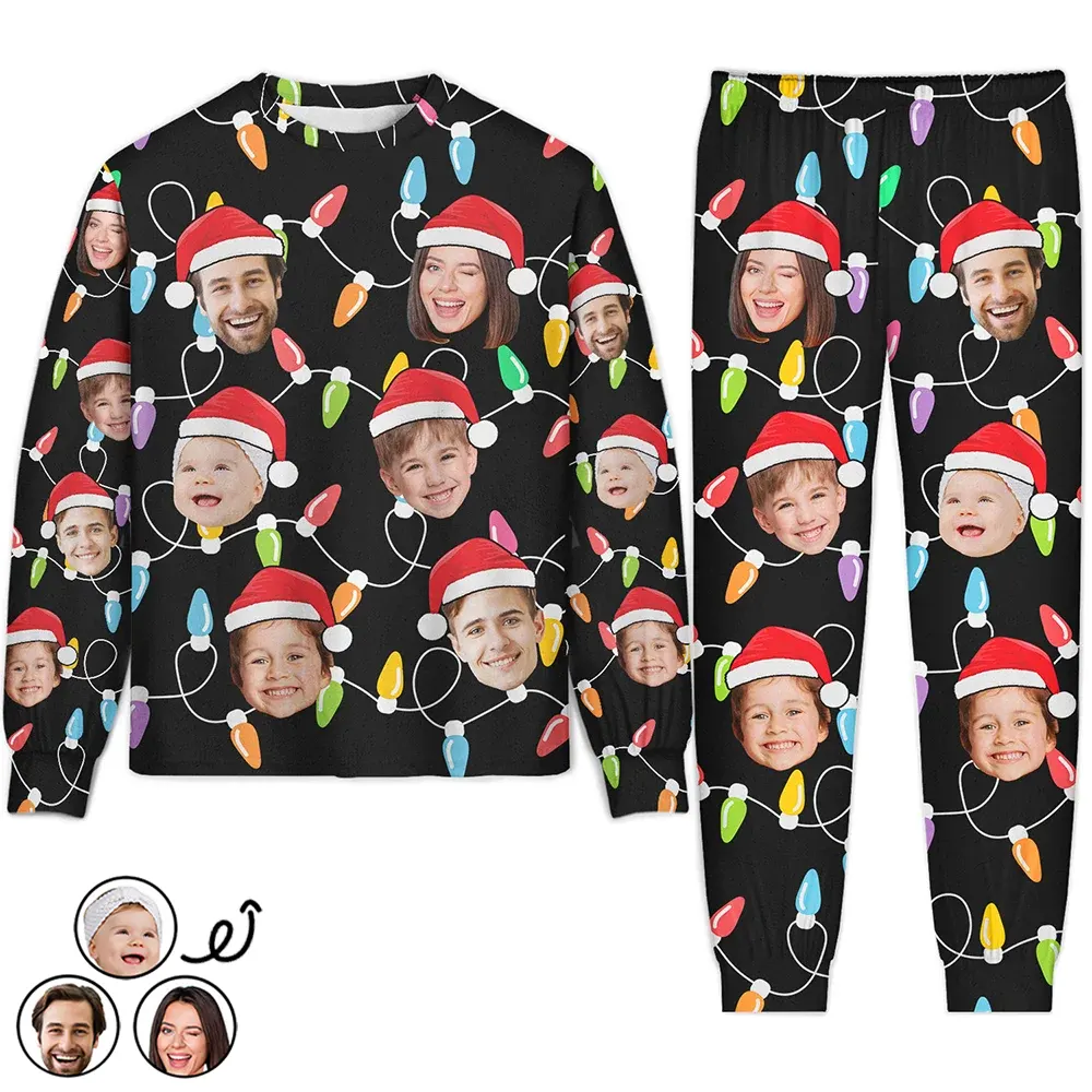 Custom Photo Funny Family Face - Personalized Unisex Pajamas Set