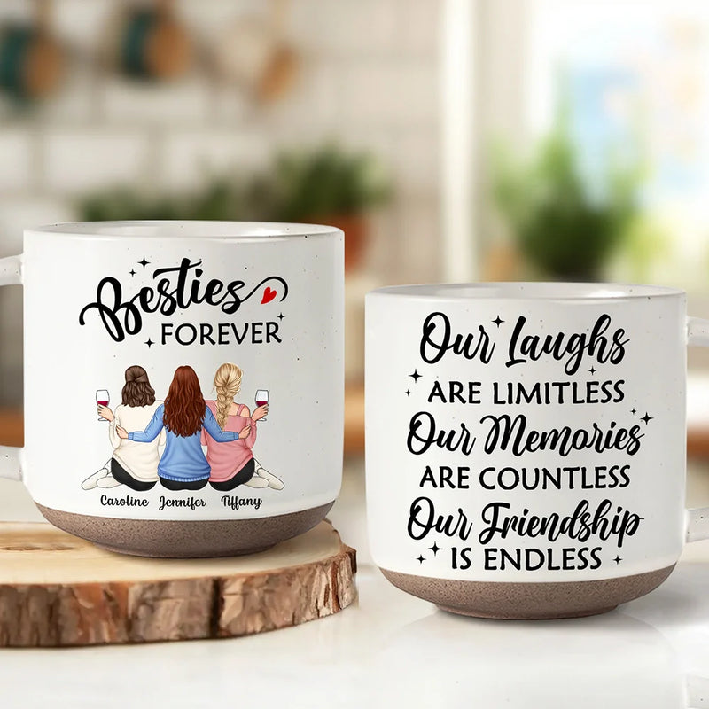 Gift For Bestie - Our Memories Are Countless Our Friendship Is Endless - Personalized Pottery Mug