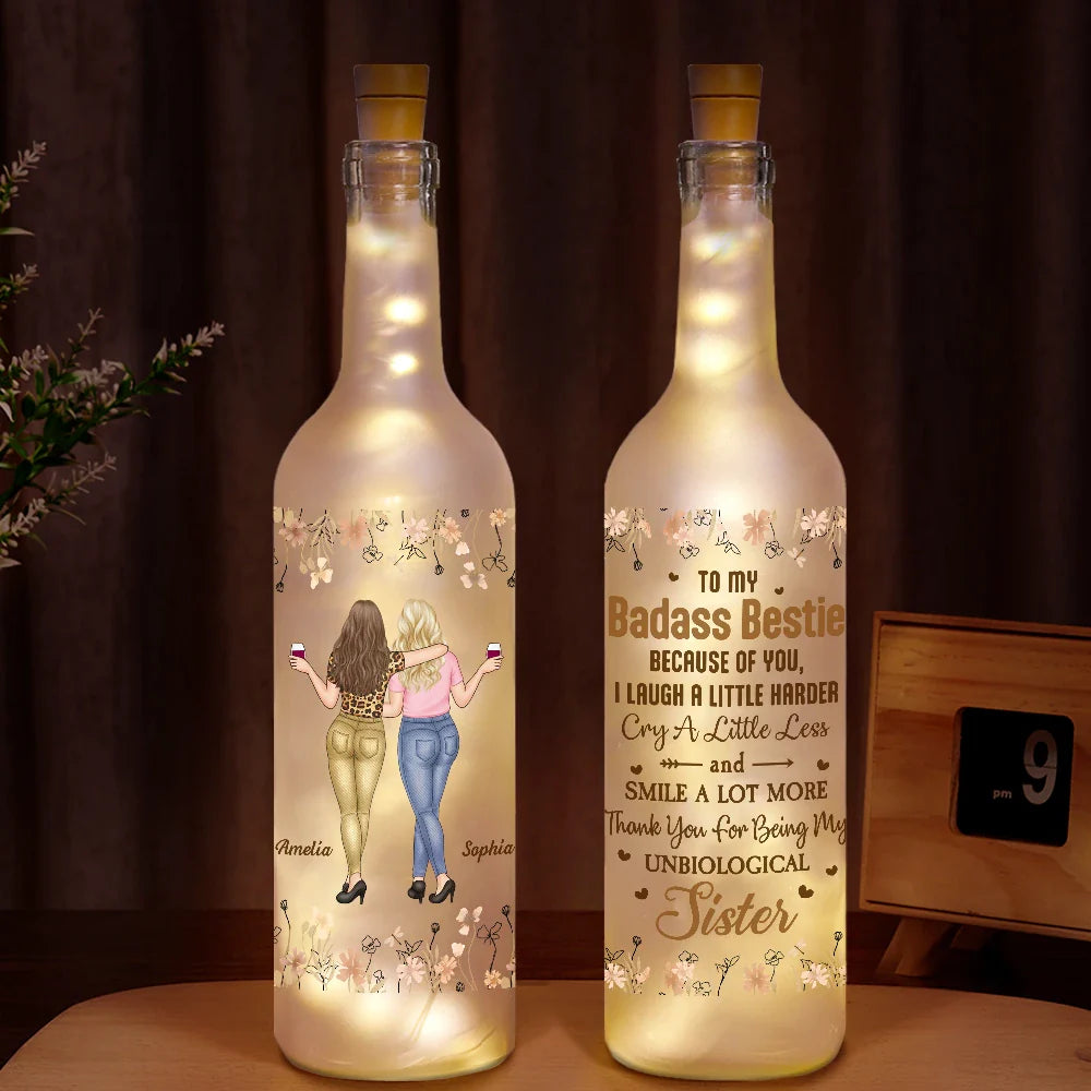 Bestie Because Of You I Laugh A Little Harder - Personalized Bottle Light