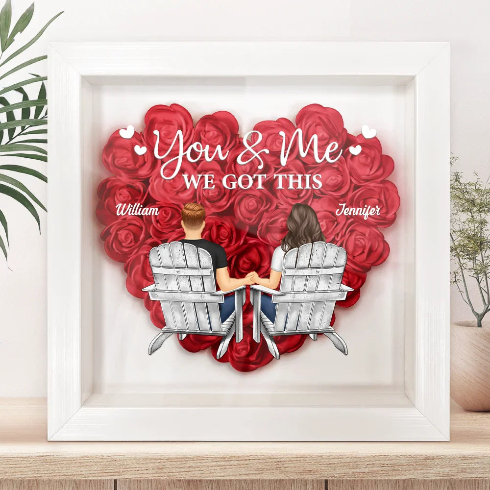 You & Me We Got This - Personalized Flower Shadow Box