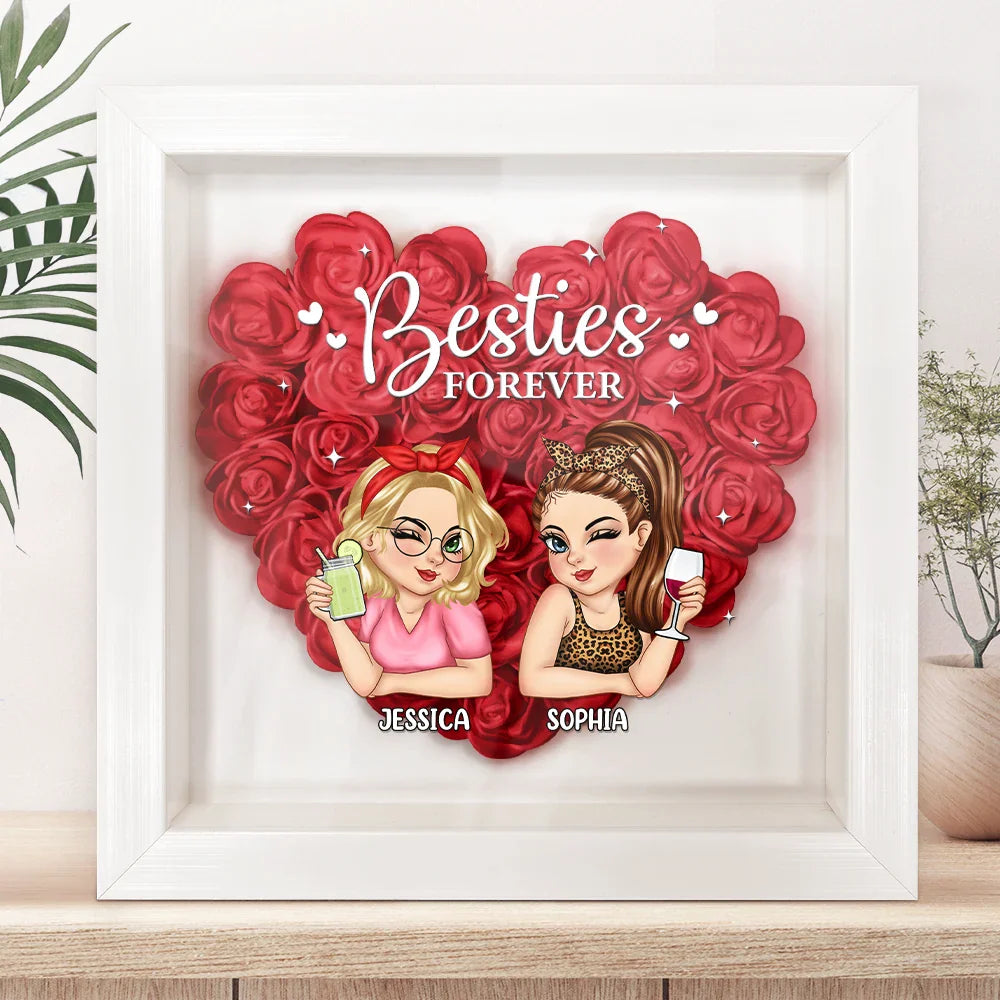 Besties Forever - Personalized Flower Shadow Box