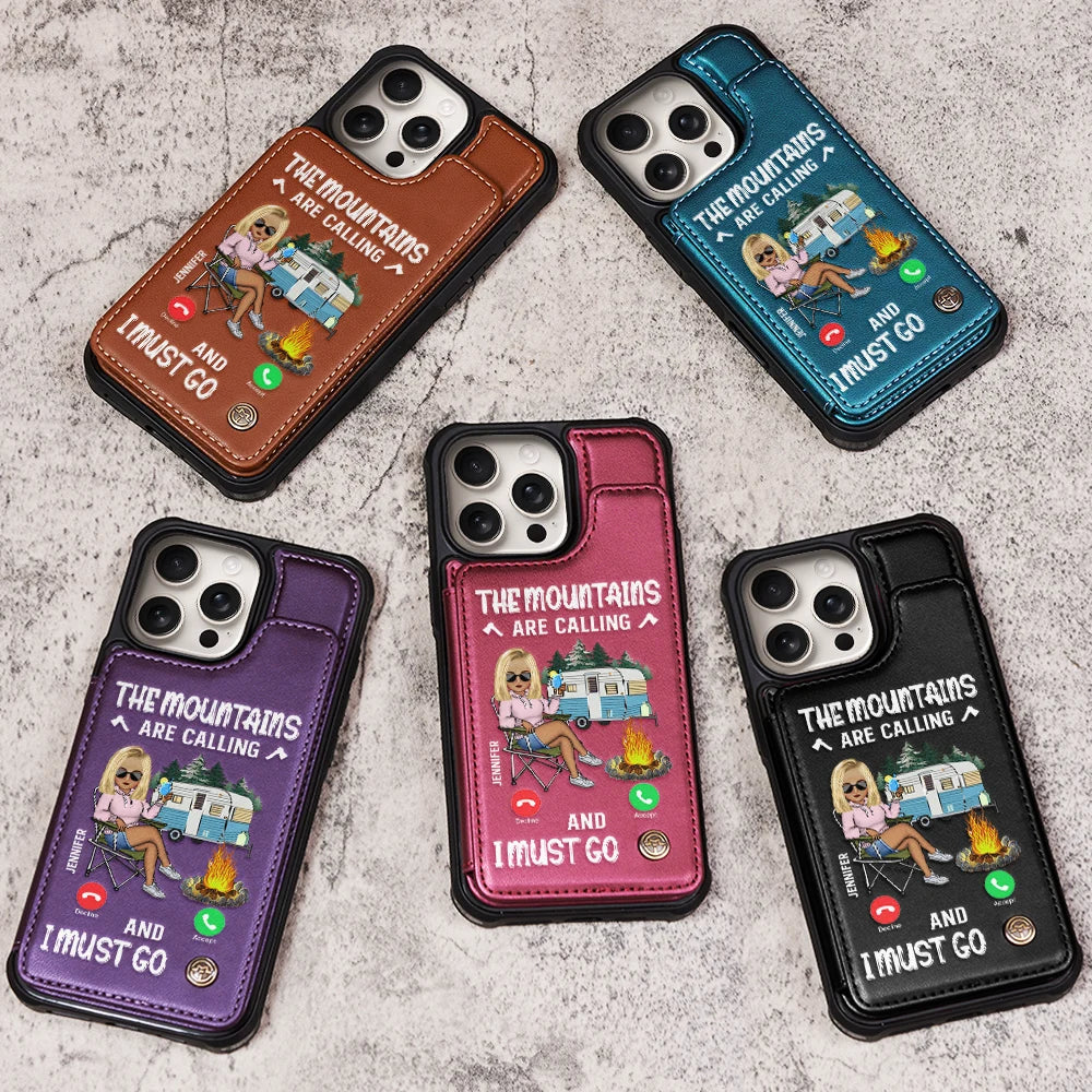 Gift For Yourself, Camping - The Campsite Is Calling - Personalized Leather Flip Wallet Phone Case