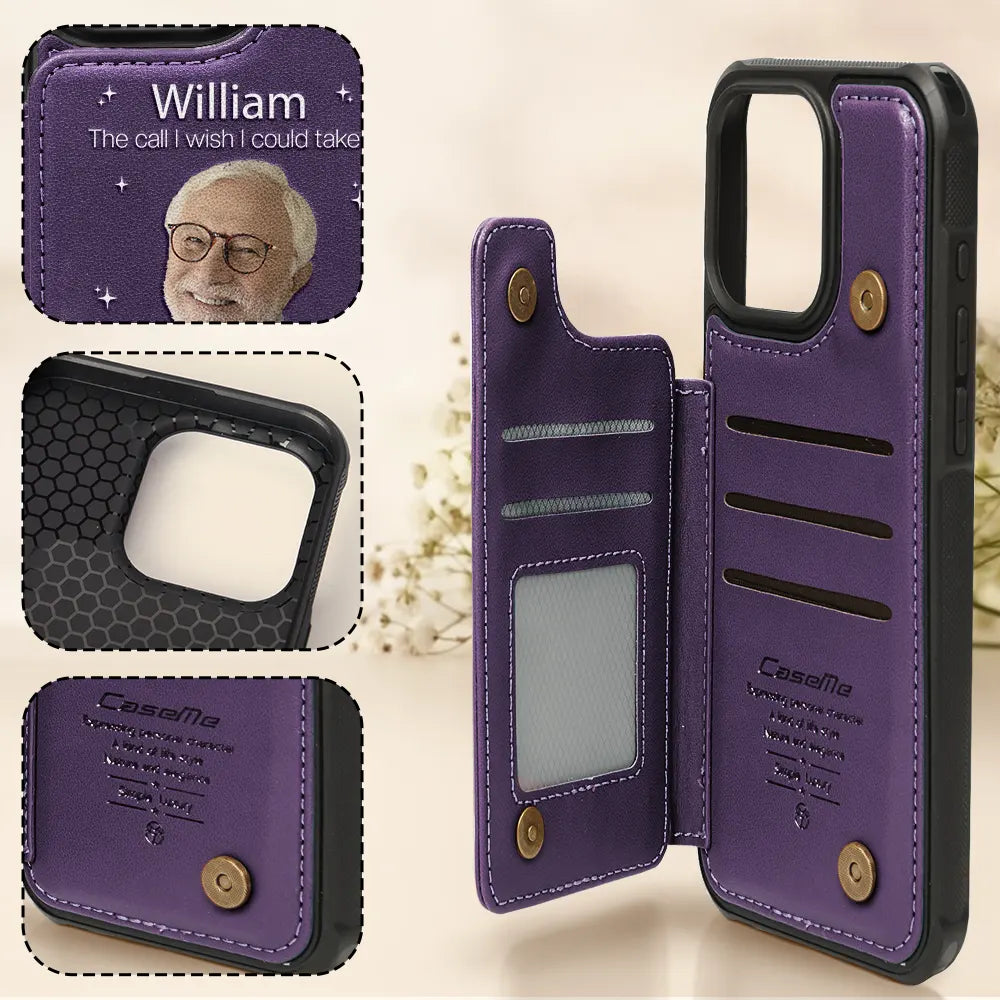 Memorial - Custom Photo The Call I Wish I Could Take - Personalized Leather Flip Wallet Phone Case
