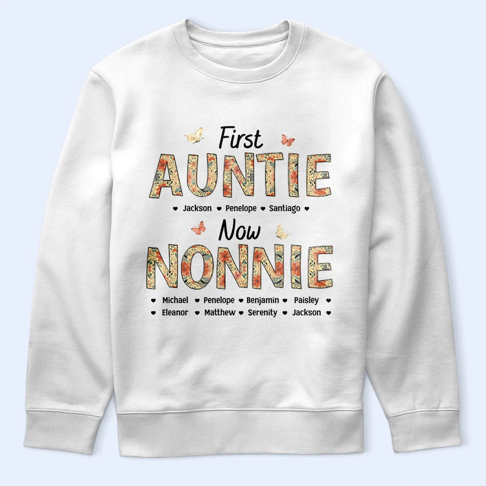Gift For Mother, Mom - Children, Happy - First Mom Now Nana Flower Pattern - Personalized T Shirt