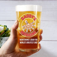Gift For Father, Funny, Dad - Children - Maintenance Liquid For World's Greatest Dad - Personalized Beer Glass