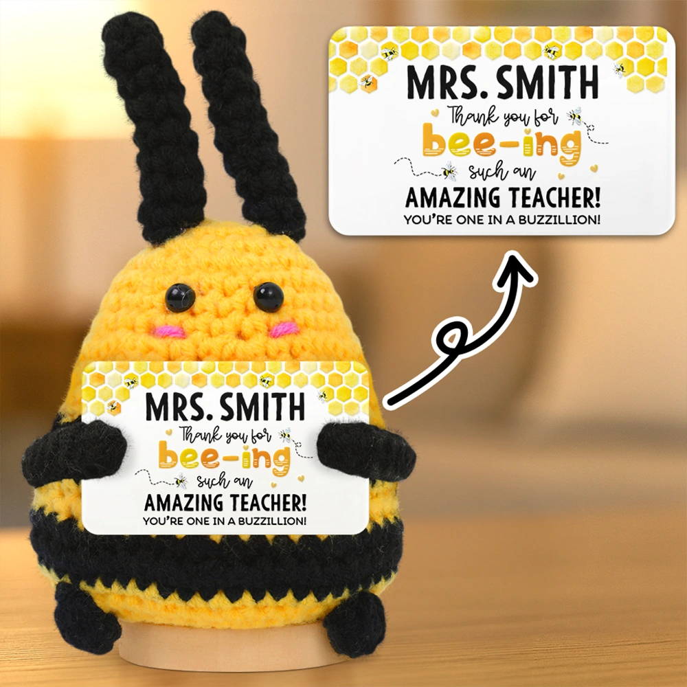 Back To School,Teacher - Thank You For Bee-ing Such An Amazing Teacher - Personalized Doll Crochet With Custom Card