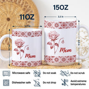 Gift For Wife,Gift For Girlfriend,Gift For Yourself,Gift For Women,Gift For Mother,Gift For Grandma,Love - Mediterranean Pattern With Birth Month Flower - Personalized White Edge-to-Edge Mug