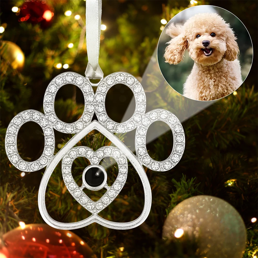 Custom Photo Pet Lover Dog Cat Mom Dad - Personalized Photo Projection Ornament