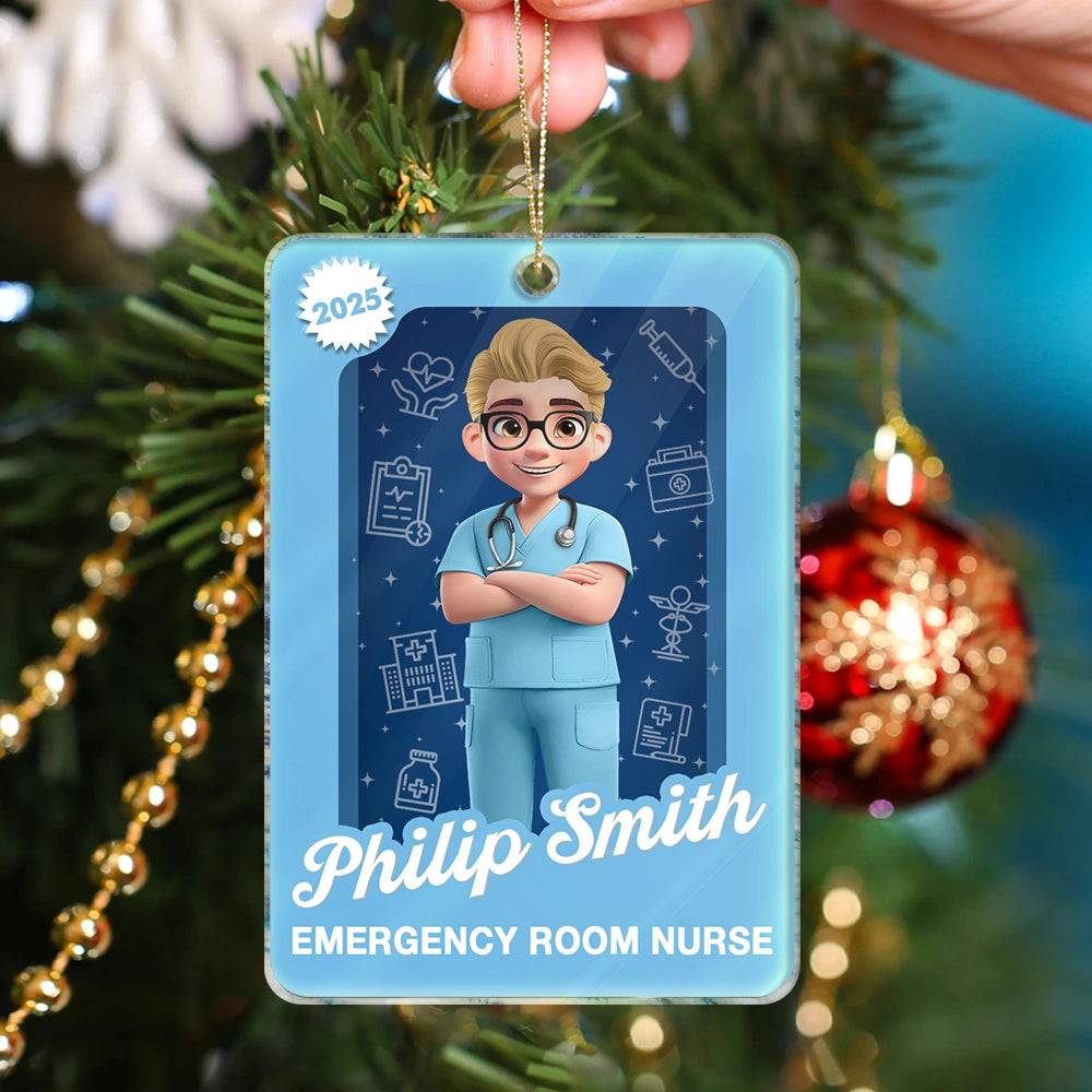 Gift For Yourself,Gift For Women,Gift For Men,Christmas,Happy,Nurse - 3D Effect Nurse Woman Man Toy Box - Personalized Custom Shaped Acrylic Ornament