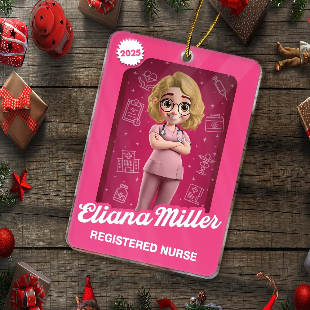 Gift For Yourself,Gift For Women,Gift For Men,Christmas,Happy,Nurse - 3D Effect Nurse Woman Man Toy Box - Personalized Custom Shaped Acrylic Ornament
