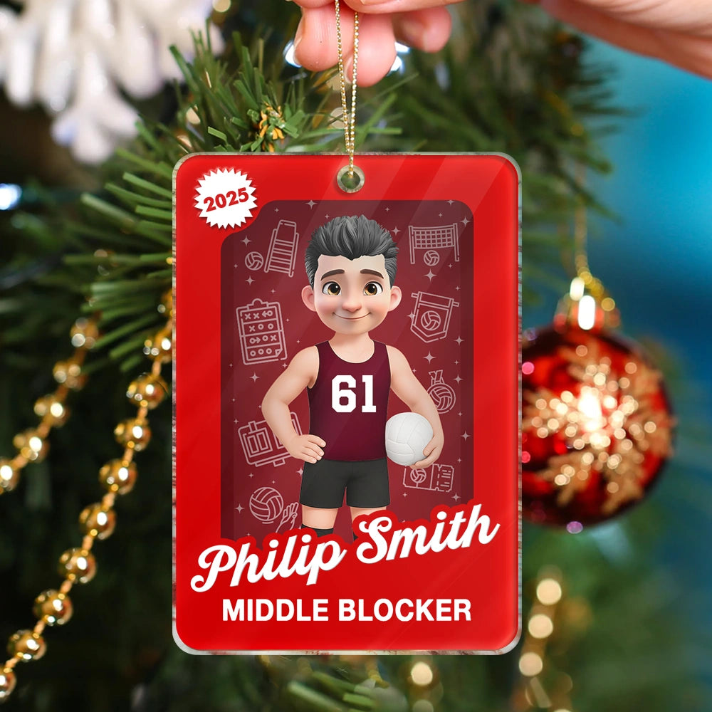 Gift For Yourself,Gift For Women,Gift For Men,Christmas,Happy - 3D Effect Volleyball Player Toy Box - Personalized Custom Shaped Acrylic Ornament