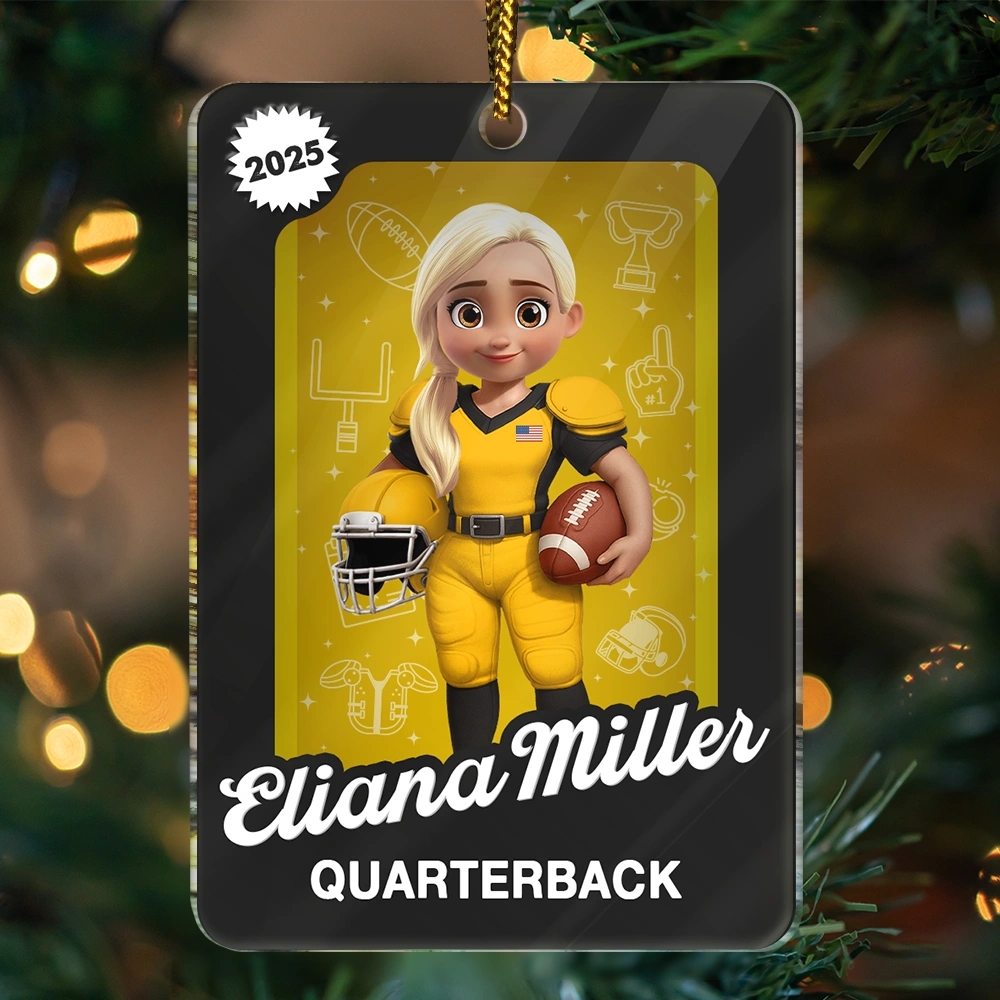 Gift For Yourself,Gift For Women,Gift For Men,Christmas,Happy,Football - 3D Effect Football Player Toy Box - Personalized Custom Shaped Acrylic Ornament