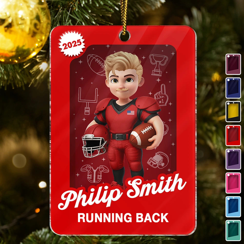 3D Effect Football Player Toy Box - Personalized Custom Shaped Acrylic Ornament