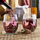 Gift For Sisters,Gift For Bestie,Love - Sisters Are Like Butterflies Each One Is Beautiful - Personalized Stemless Wine Glass