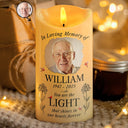 Sad,Memorial,Gift For Grandparents,Gift For Sibling,Family,Parents,Pet Lovers - Custom Photo You Are The Light That Shines Our Heart Forever Memorial - Personalized Flameless LED Candle