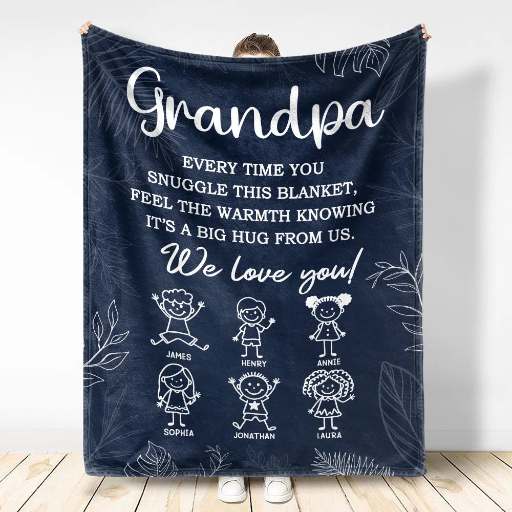 Gift For Mother,Gift For Grandma,Love,Stick Figure,Gift For Grandpa,Gift For Father - Grandpa Grandma Every Time You Snuggle This Blanket - Personalized Fleece Blanket, Sherpa Blanket