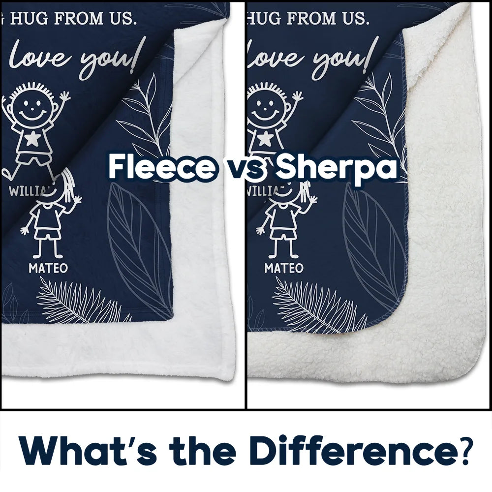 Gift For Mother,Gift For Grandma,Love,Stick Figure,Gift For Grandpa,Gift For Father - Grandpa Grandma Every Time You Snuggle This Blanket - Personalized Fleece Blanket, Sherpa Blanket