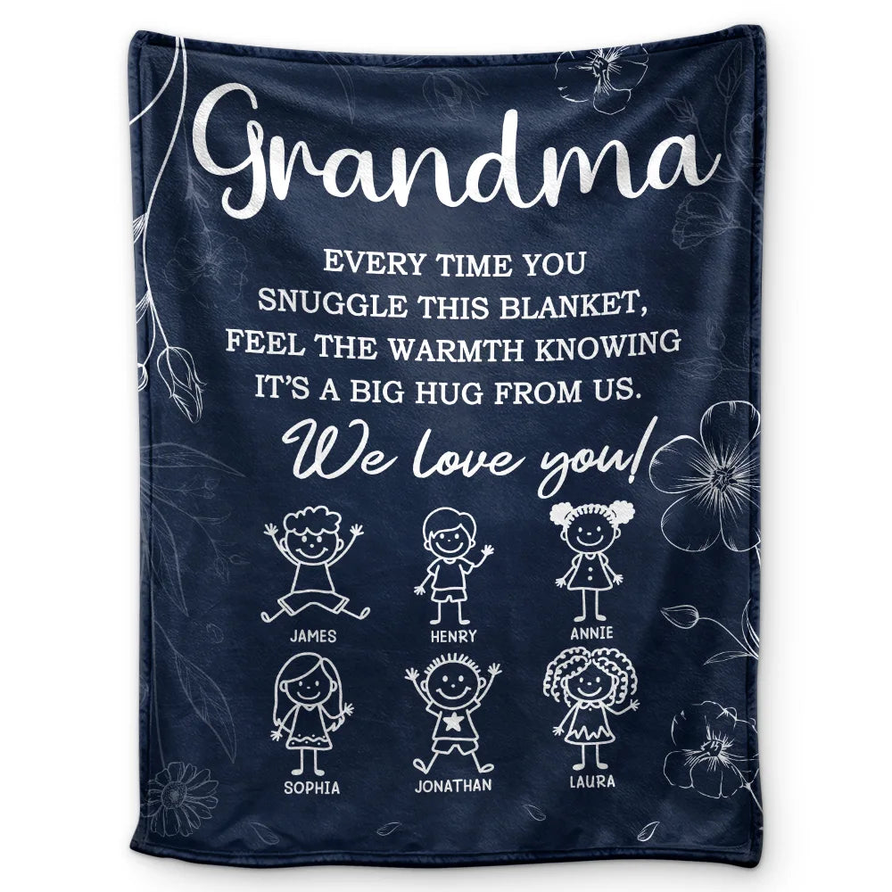 Gift For Mother,Gift For Grandma,Love,Stick Figure,Gift For Grandpa,Gift For Father - Grandpa Grandma Every Time You Snuggle This Blanket - Personalized Fleece Blanket, Sherpa Blanket