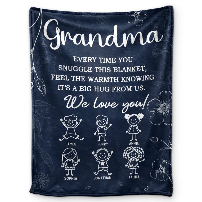 Gift For Mother,Gift For Grandma,Love,Stick Figure,Gift For Grandpa,Gift For Father - Grandpa Grandma Every Time You Snuggle This Blanket - Personalized Fleece Blanket, Sherpa Blanket