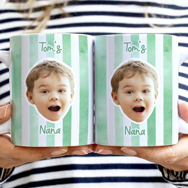 Custom Photo,Gift For Mother,Gift For Grandma,Happy - Custom Photo Baby Face This Mom Grandma Belongs To - Personalized White Edge-to-Edge Mug