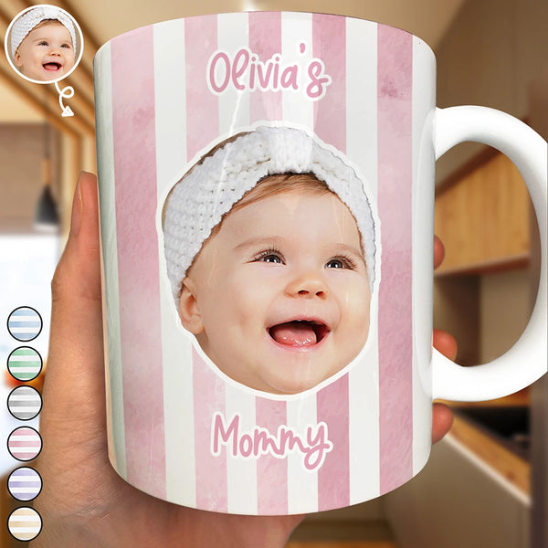 Custom Photo,Gift For Mother,Gift For Grandma,Happy - Custom Photo Baby Face This Mom Grandma Belongs To - Personalized White Edge-to-Edge Mug