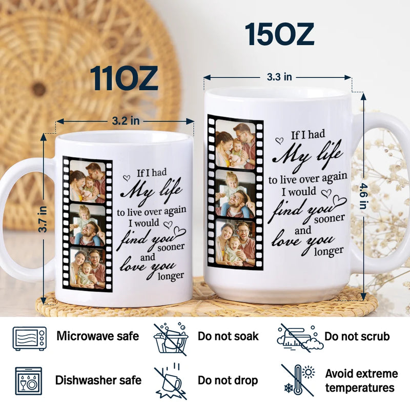 Gift For Couples,Gift For Husband,Gift For Wife,Gift For Girlfriend,Gift For Boyfriend,Love,Old Couples - Custom Photo If I Had My Life To Live Over Again Couple - Personalized White Edge-to-Edge Mug